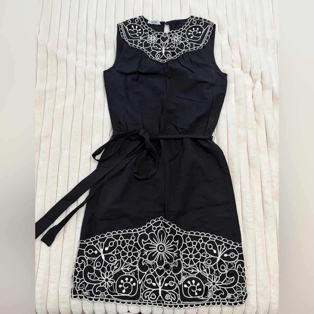 Moschino Black and White Floral Mini Dress